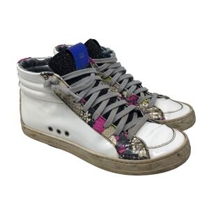 P448 Skate Snakeskin Print High Top Sneakers Womens 37 6.5 Lace Up Streetwear